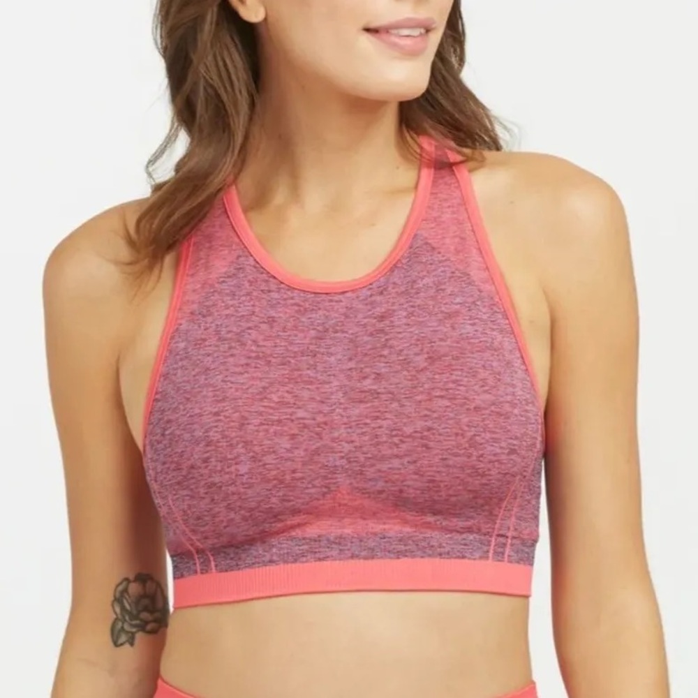 SPANX Seamless Sculpt Sports Bra Spacedye Coral